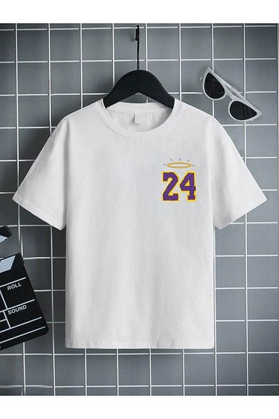 VASK Tricou alb pentru copii, unisex, confortabil, din bumbac, imprimat