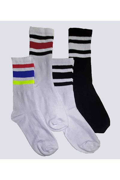 socksbox Μακριές ριγέ κάλτσες τένις 4 Συσκευασία