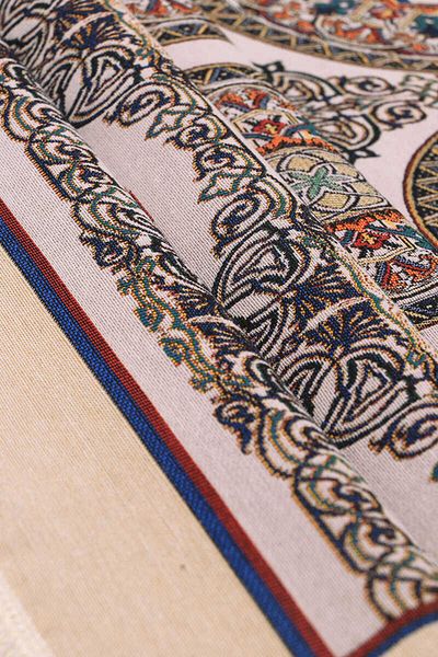 Bursa İpek Mandala Patterned Orange Tapestry Prayer Rug