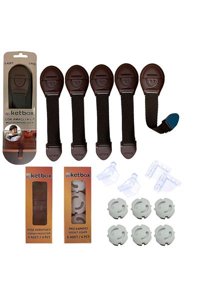 ketbox Child Baby Safety Set 5 Drawer Cabinet Lock, 4 Corner Protector, 6 Socket Protector