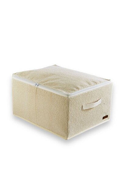 PH Prendi Home Orta Boy Havlu Kumaş Deri Saplı Baza Altı,dolap Içi Destekli Hurç 35x42x23