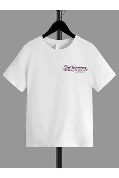 VASK Tricou alb pentru copii, unisex, confortabil, din bumbac, imprimat