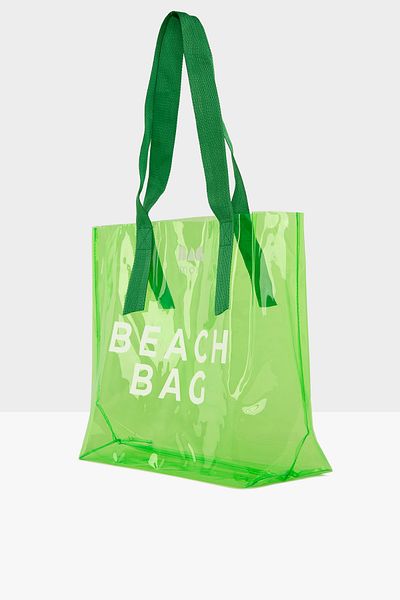 Bagmori Green Women's Beach Bag Printed Transparent Beach Bag M000007257
