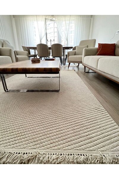 AatoliaRugs Dilara İskandinav Tarz Modern Bukle Dokuma Halı Salon Koridor Mutfak Çocuk Odası Halısı - Bej