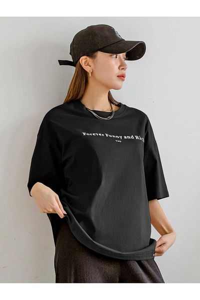 VASK Unisex FOREVER εμπριμέ μπλουζάκι μεγάλου μεγέθους