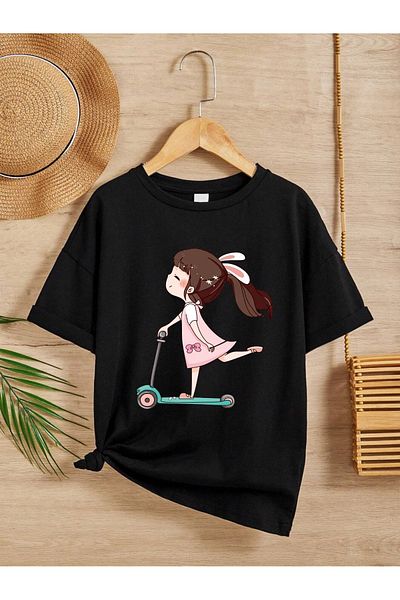 VASK Unisex Άνετο Βαμβακερό εμπριμέ παιδικό μπλουζάκι
