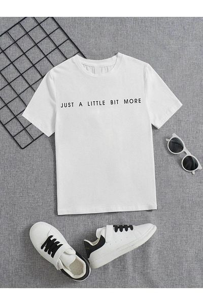 VASK Unisex Άνετο Παιδικό μπλουζάκι από βαμβακερό εμπριμέ λευκό