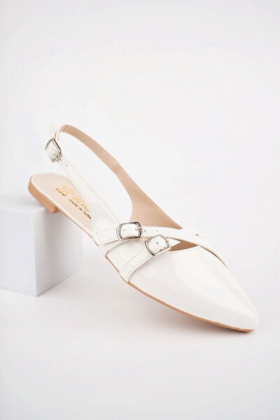 Freemax Λευκές Γυναικείες Καλοκαιρινές Μπαλαρίνες - Με Λεπτομέρεια Ζώνης