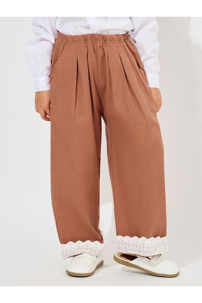 Styli Lace Stitched Cotton Loose Trousers