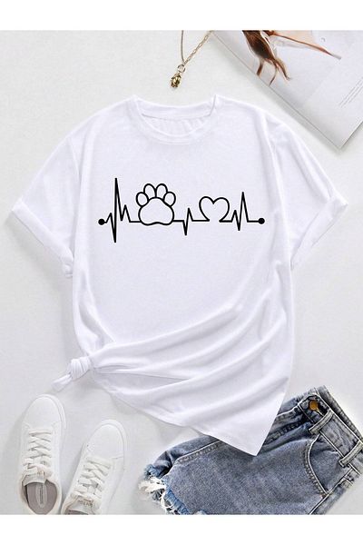 VASK Unisex PATI HEART εμπριμέ μπλουζάκι μεγάλου μεγέθους