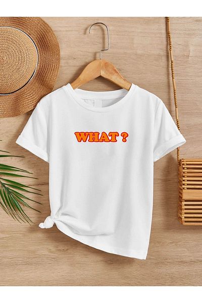 VASK Tricou alb pentru copii, unisex, confortabil, din bumbac, imprimat