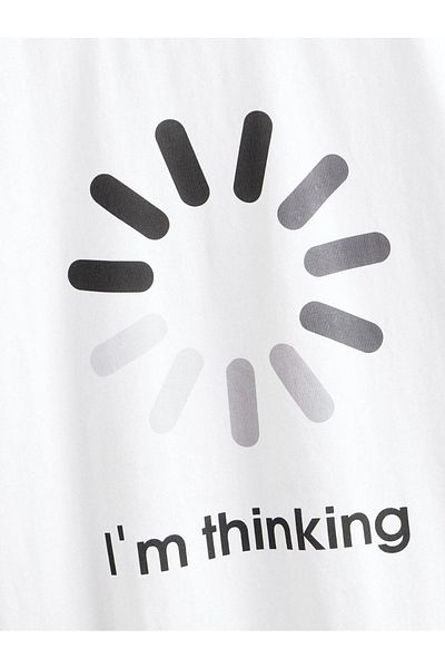 VASK Tricou pentru copii, unisex, confortabil din bumbac, imprimat THINGKING