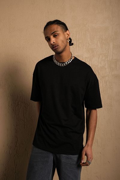 VASK Unisex 100% βαμβακερό πλεκτό μπλουζάκι Boyfriend Crew Neck