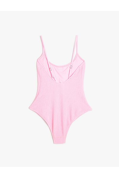 Koton X - Μαγιό με υφή Slim Fit, λαιμόκοψη U και λεπτές τιράντες με επένδυση