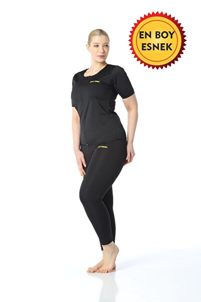 Sweet Sauna Polymer Fabric Zippered Short Sleeve Top and Leggings Thermal Set