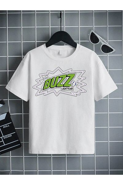 VASK Unisex Άνετο Παιδικό μπλουζάκι από βαμβακερό εμπριμέ λευκό
