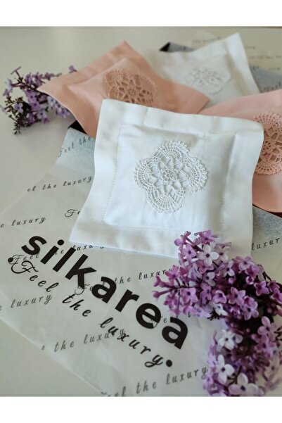 Silkarea Pamuk Saten Dantel İşlemeli Lavanta Kesesi Lavender Gift Set, Kutulu...