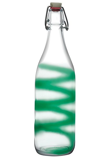 Paşabahçe 80326 Basic Glass Bottle with Lid 1 Lt Green Patterned