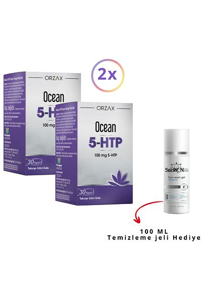 Ocean 5-htp 100mg - 30 Capsules Food Supplement & 100ml Gel Gift (2 Pieces)