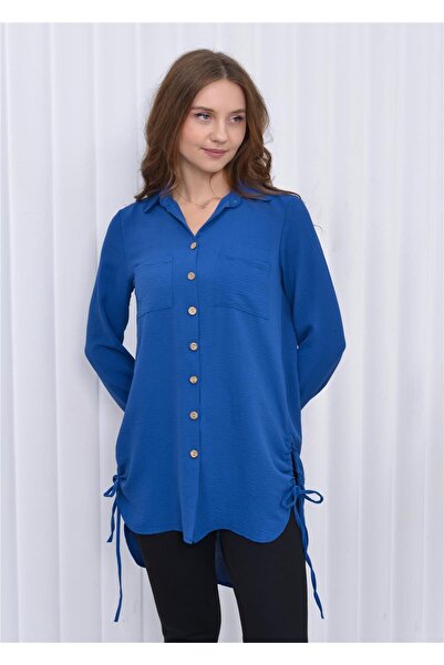 Nuseel Cămașă Aerobin Tunik cu șnur lateral pentru femei, albastru
