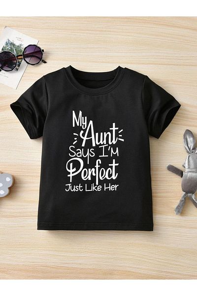 VASK Unisex Comfortable Cotton Aunt Printed Children's T-shirt