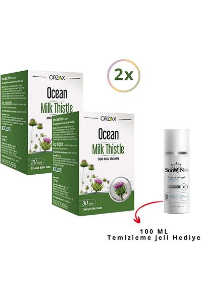 Ocean Milk Thistle 30 Tablets - Milk Thistle Content, 2 Pieces and 1 Piece 100 Ml Face Washing Gel Gift Set 777