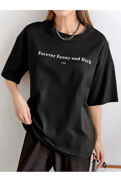 VASK Unisex FOREVER εμπριμέ μπλουζάκι μεγάλου μεγέθους