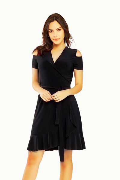 Laranor Black Double Breasted Cut Women's Dress - Day and Night Elegance 18l6251