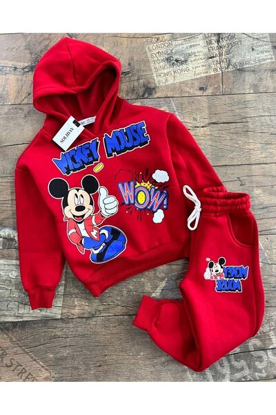 SÜSLÜ KİDS BOY'S THICK FABRIC 3 STRING CHARGED HOODED BOTTOM TOP SET