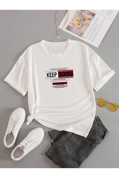 VASK Unisex KEEP GOING Μπλουζάκι με στάμπα Oversize