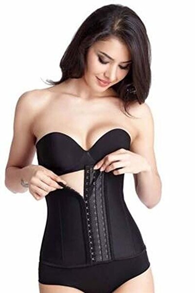 Sweet Sauna Дамски черен латексен корсет без презрамки за талия и корем