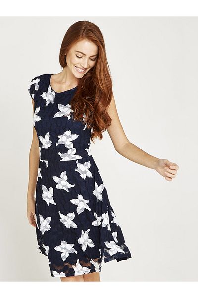 Apricot Halloweens Kleid mit Blumenprint