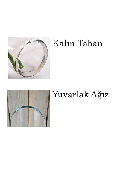 Paşabahçe Σετ 2 τεμαχίων χειροποίητων βαζών - 10 cm 25+30 cm, κυλινδρικό γυάλινο βάζο, με παχιά βάση και κομμένο