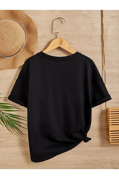 VASK Unisex Άνετο Βαμβακερό εμπριμέ παιδικό μπλουζάκι