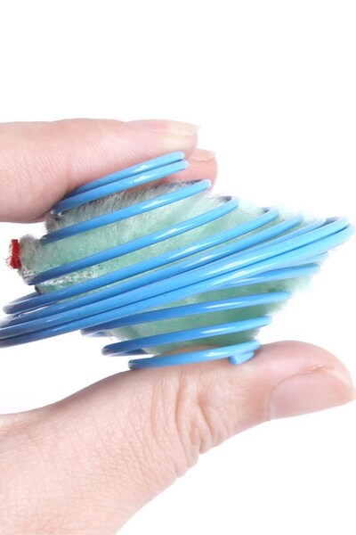 Buffer ® Yaylı Metal Fareli Kafes Kedi Oyun Topu Sıçrayan Spiral Kedi Topu