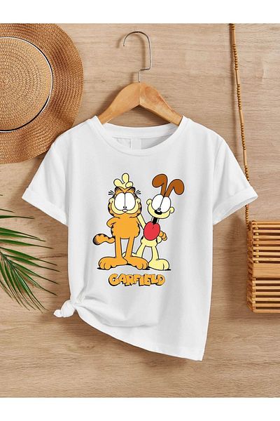 VASK Unisex Comfortable Cotton Printed White Children's T-shirt