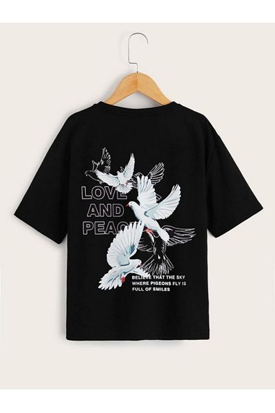 VASK Unisex Comfortable Cotton White Pigeon Printed Children's T-shirt