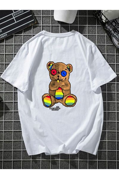 MODADEER Unisex πολύχρωμο μπλουζάκι αρκουδάκι Oversize
