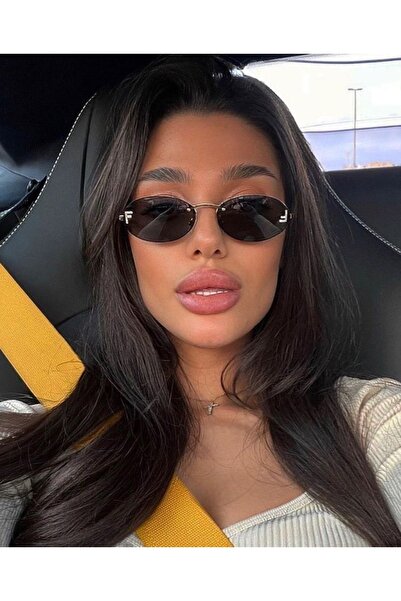 LOOKUP NEW معدن ذهبي أسود للجنسين - نظارة شمسية معدنية بيضاوية مقاومة للأشعة ...