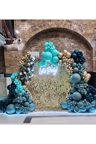 Çemrek Süs Parti مجموعة سلسلة بالونات من الكروم الذهبي باللون الأخضر الداكن و...