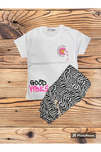 Terry Combed Cotton T-Shirt Wrap Pants Summer Set - 2 Pieces