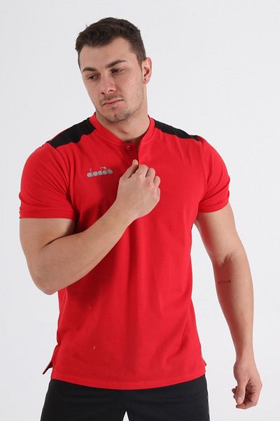 Diadora Unisex Red Muline Baby Collar T-Shirt