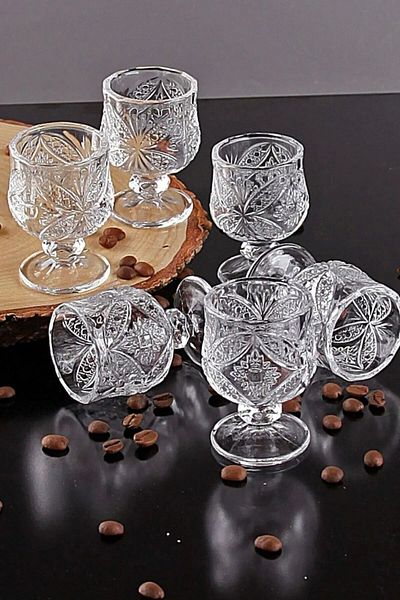 Purelegant Crystal Appearance Cut-Leg Glass 6 Pieces Coffee, Water / Liquor / Sherbet Glasses / Glasses * 6 Liquor Glasses