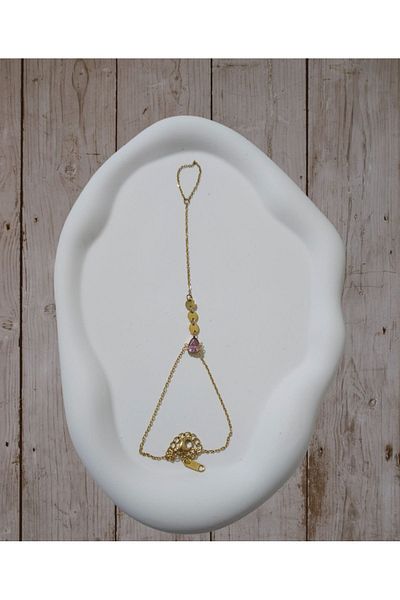 stainless steell Pink Rose Drop Model - Şahmeran with Gold Chain