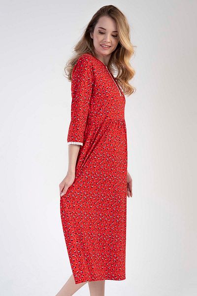 VİENETTA Cotton Women's P.Modal 3/4 Sleeve Button Dress 
 , 303011