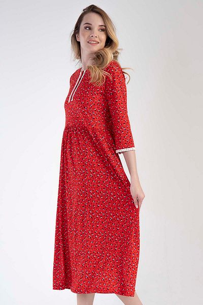 VİENETTA Cotton Women's P.Modal 3/4 Sleeve Button Dress 
 , 303011