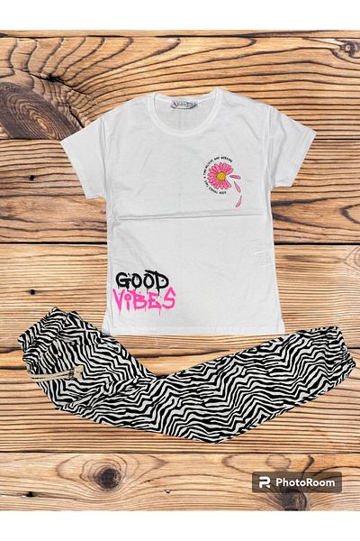 Terry Combed Cotton T-Shirt Wrap Pants Summer Set - 2 Pieces