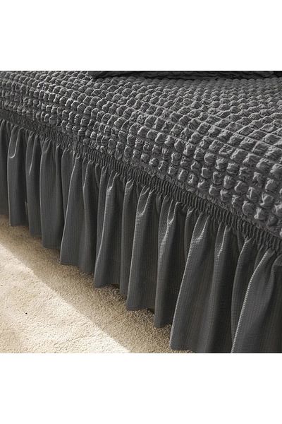 SAHİBNUR Wrapped Seat for 3+3+1+1 Set - Sofa, Sofa Bed Cover, Seat Cover, with Elastic and Skirt 3311