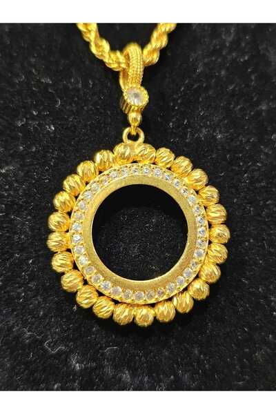 imitasyon dünyası Orijinal 22 Ayar Altın Kaplama *Çeyrek Takılabilen Dorika Model Kolye A+ Kalite