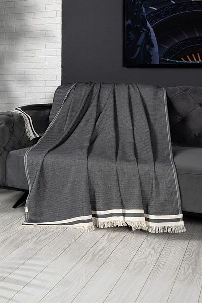 Denizli Concept Anthracite Sofa Cover 170X300 cm - Alinda Tufted Sofa Cover - Line Pattern
